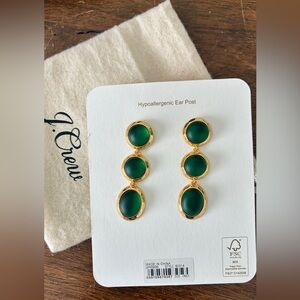 J. Crew Green and Gold Classic Drop Earrings